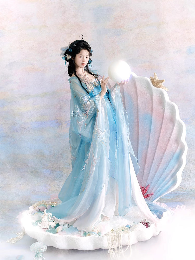 Fairy Tang Hanfu — Heavy Embroidery Large Sleeve Slip Dress for Women