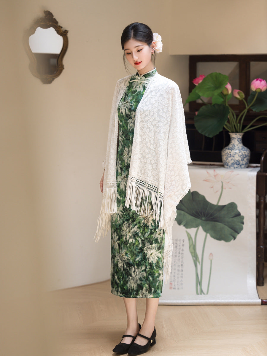 Jiangnan Retro Velvet Qipao – High-End Slim Fit Autumn Dress