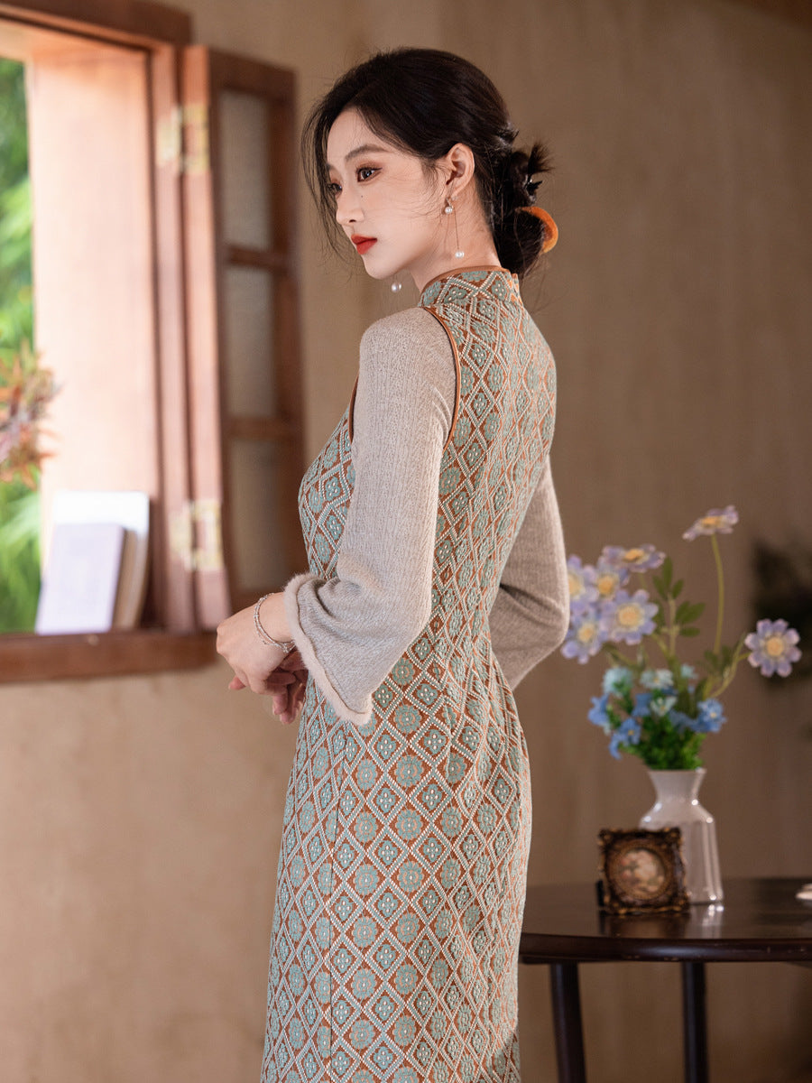 Improved New Chinese Style Qipao – Daily Elegant Winter Dress
