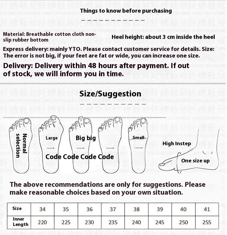 Spring Hanfu Shoes — Traditional Embroidered Hidden Heel Women’s Flats