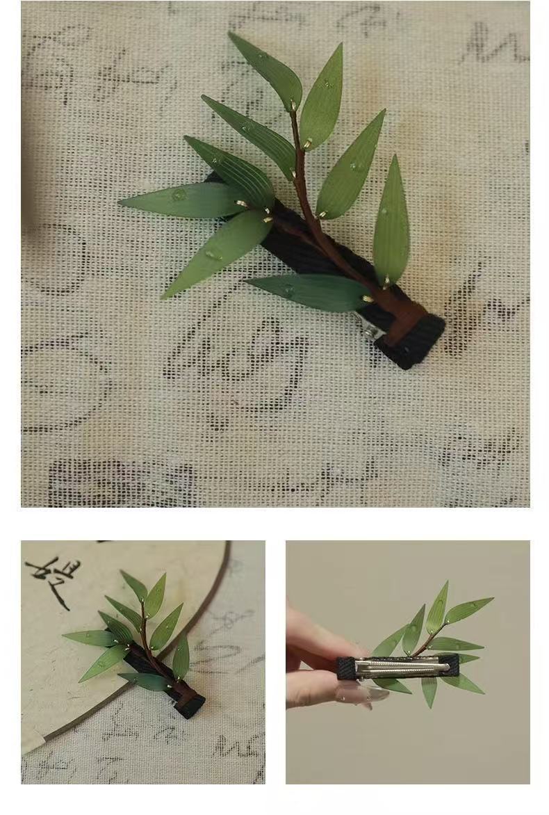 Bamboo Leaf Hair Clip New Chinese Style Hanfu Vintage Duckbill Clip