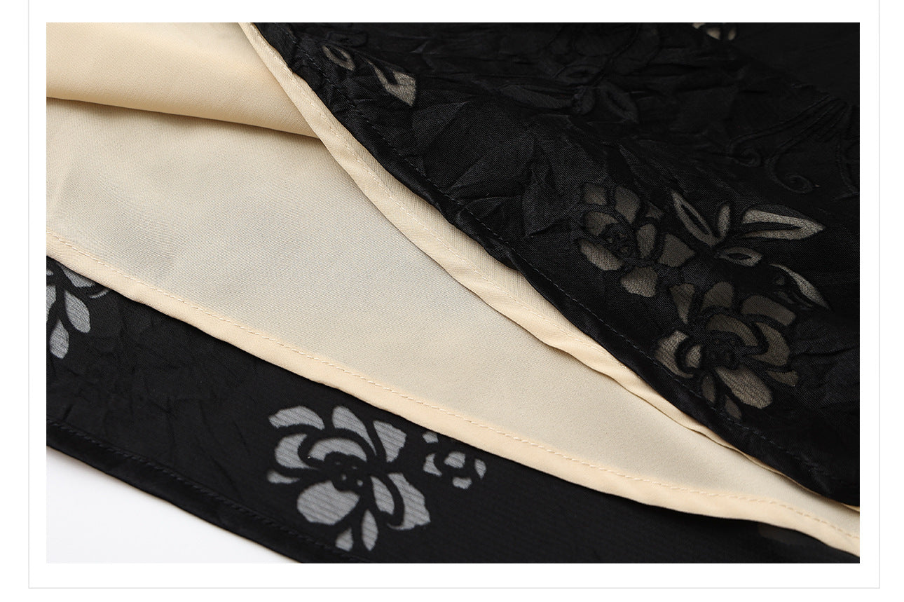 Elegant National Style Rayon Jacquard Embroidered Long Camisole Dress