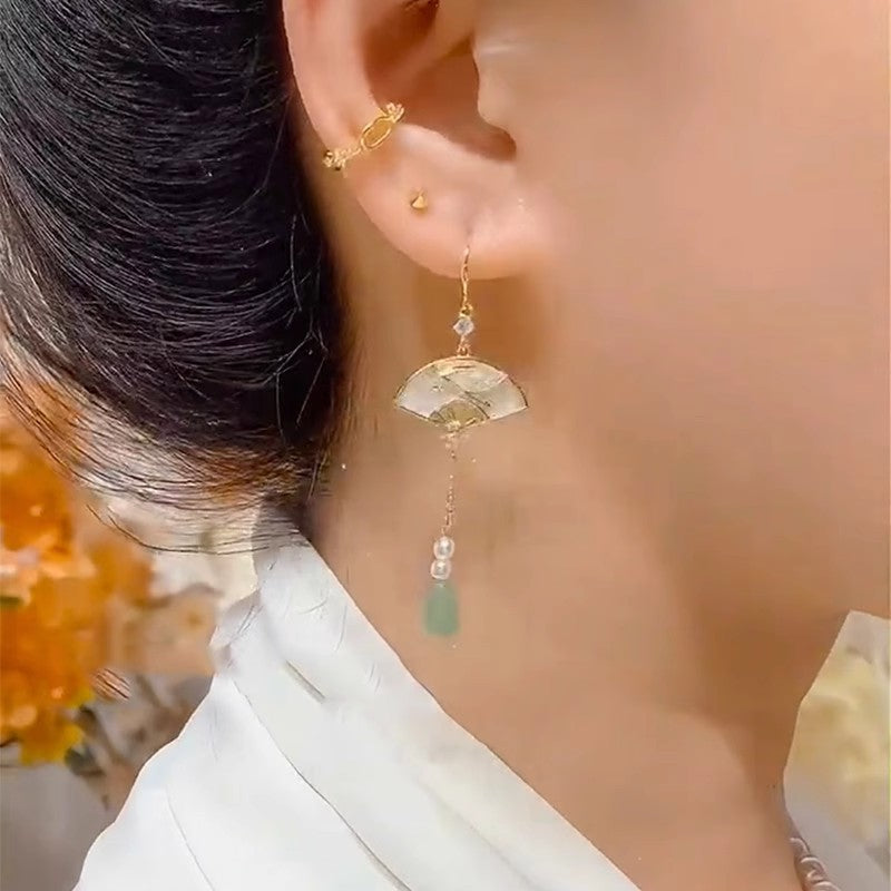 Fan-Shaped Tassel Earrings | New Chinese Style Ancient High-End Accessory