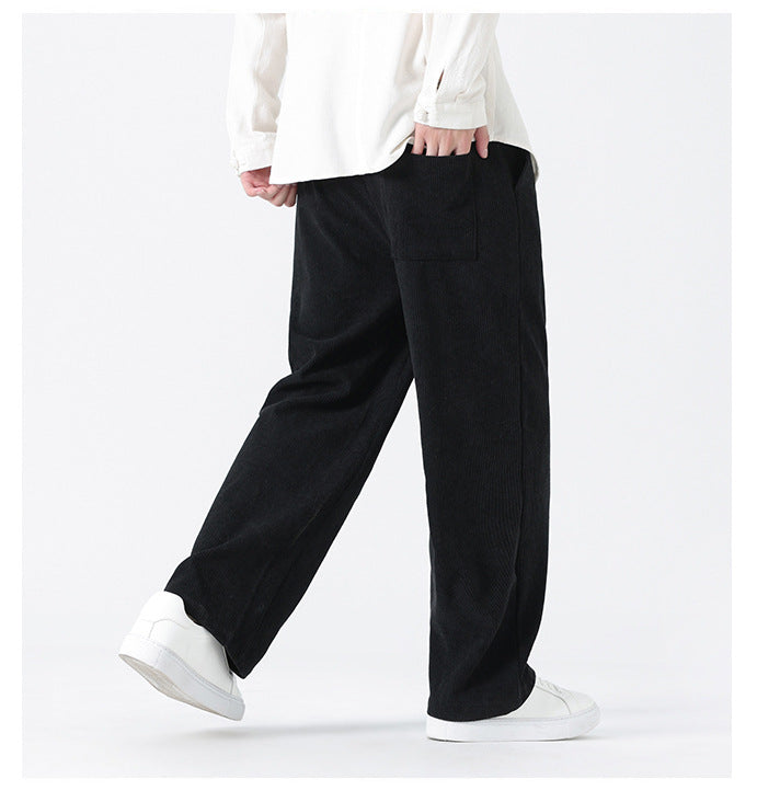 Chinese Style Mens Button Corduroy Pants Large Size Casual Sweatpants