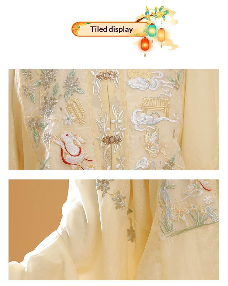 Trees of Sea Ming Hanfu Set Adult Stand Collar Embroidered Pipa Sleeve Horse Face Skirt