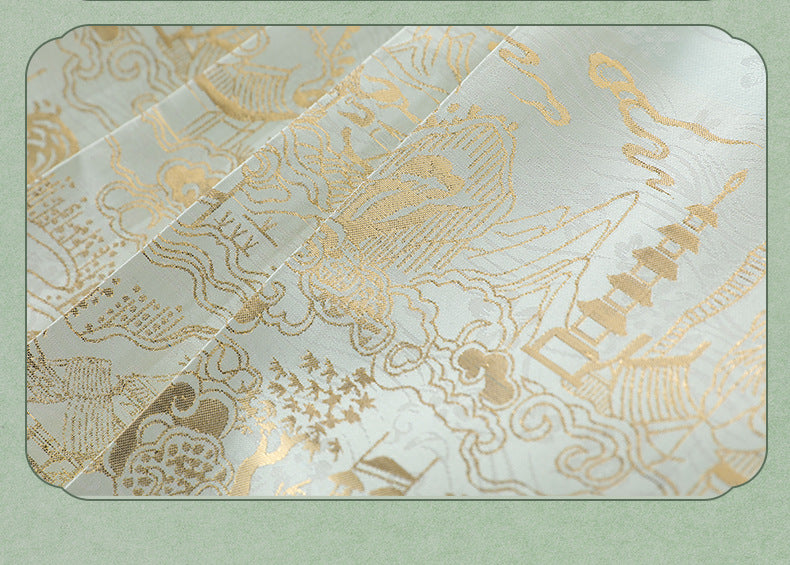 Girls Summer Hanfu Set — Short Sleeve Shirt & Mamian Skirt Two-Piece