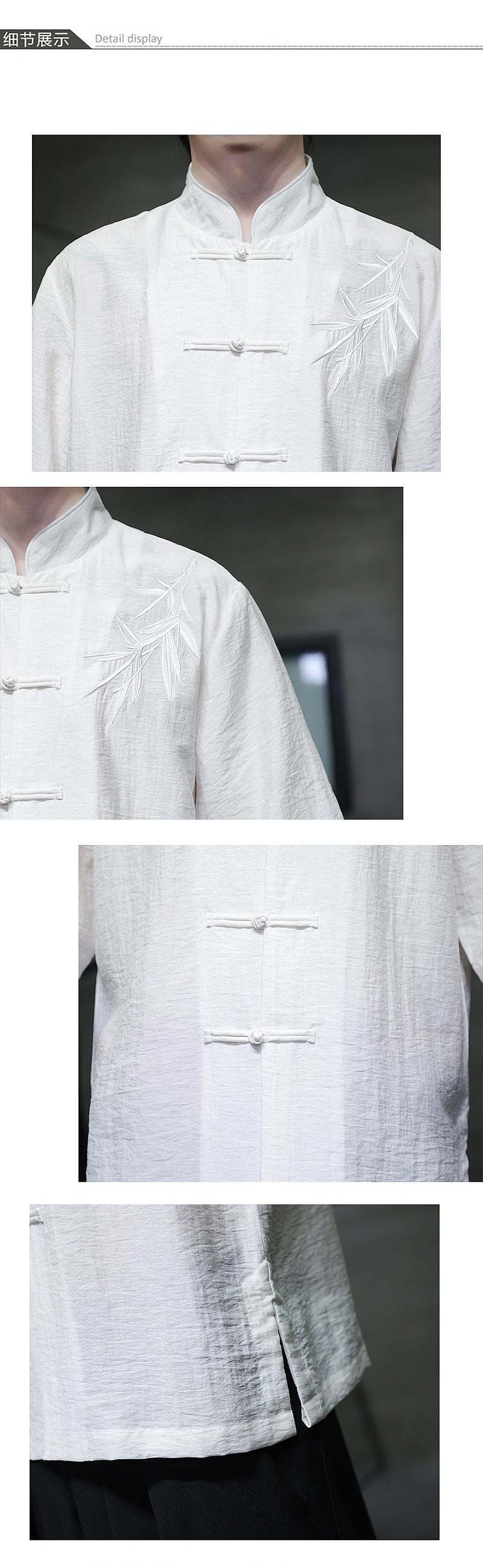 Mens Summer Chinese Embroidered Tang Shirt Hanfu Jushi Suit