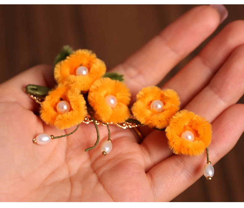 Hanfu Hairpin Osmanthus Clip Side Hair Accessory Chinese Vintage Autumn Winter