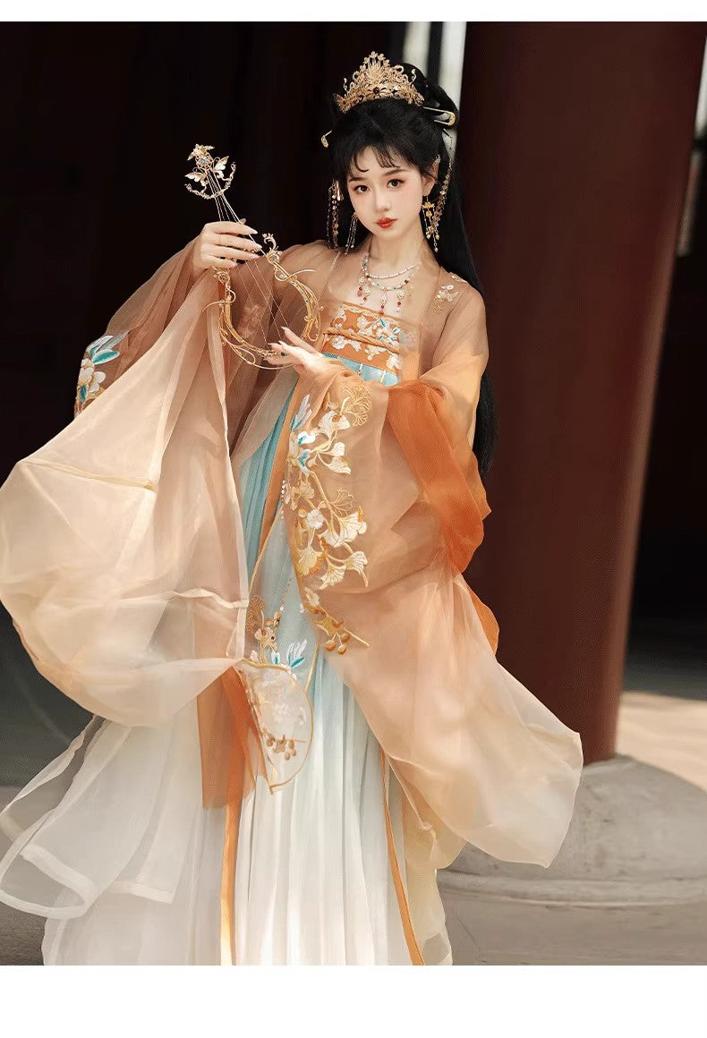 Oriental Ancient Hanfu — Chest-High Ru Skirt & Heavy Embroidery Outfit