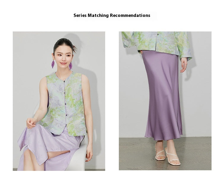 Purple Gradient Jacquard Shirt Jacket for Women