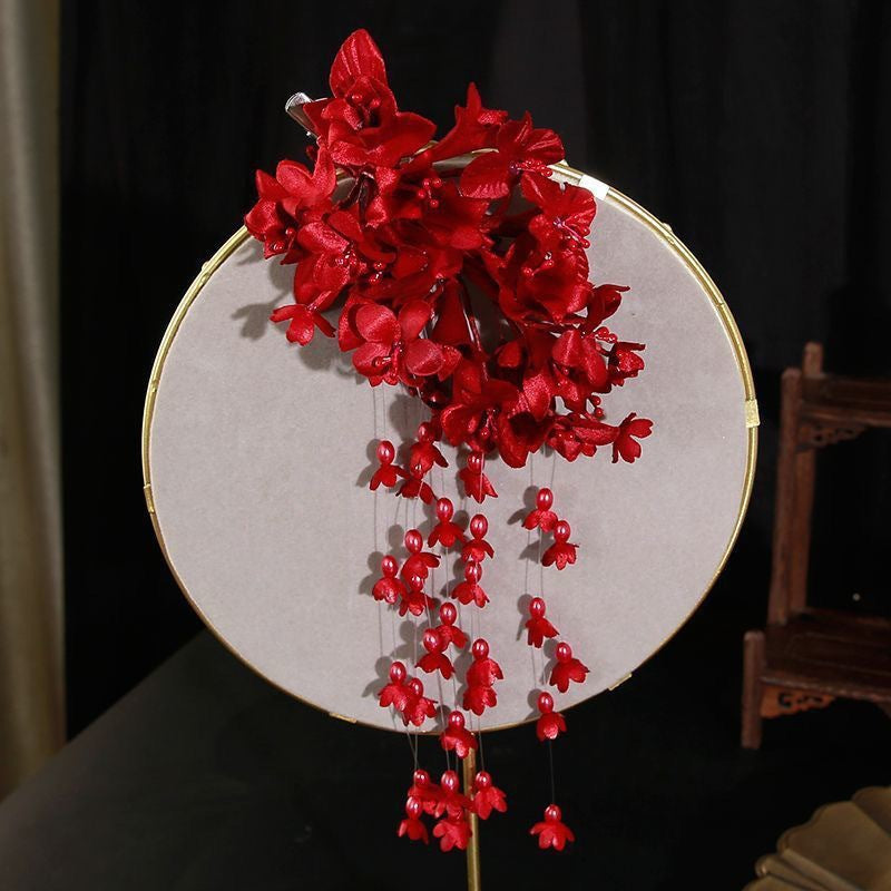 Lily of the Valley Tassel Hair Clip Chinese Bridal Vintage Hairpiece