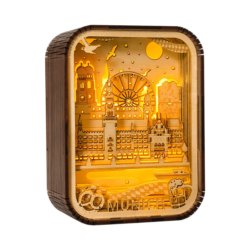 3D London City Wood Carving Lamp Night Light Mid-Autumn Gift