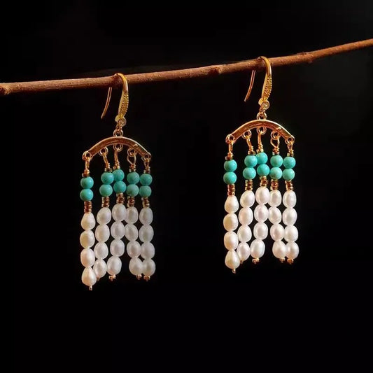 Famous Actor Style Earrings | Exquisite Ancient Imitation Pearl Tassel Gift