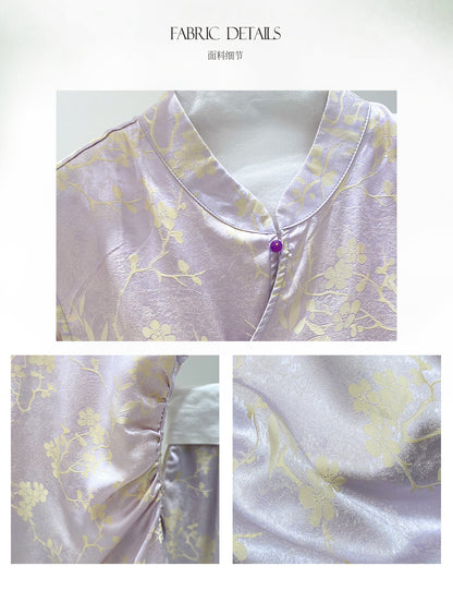 High-End Waist-Cinching Jacquard Top with Asymmetrical Collar