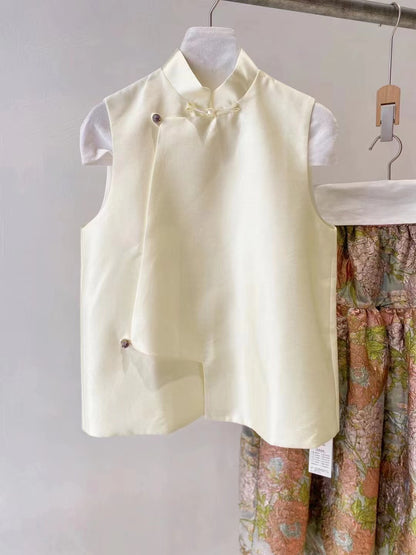 Elegant Stand Collar Layered Vest