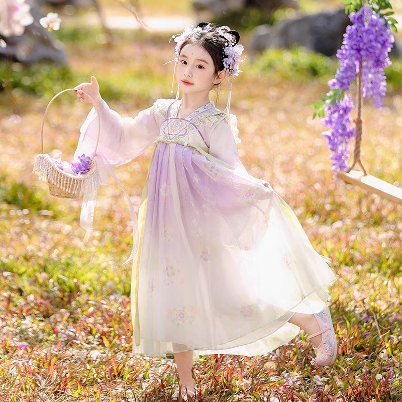 Girls Spring Hanfu — Purple Fairy Ruqun Dress for Children Cosplay