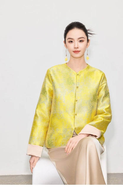 High-End Stylish Jacquard Tang Suit Inspired Top