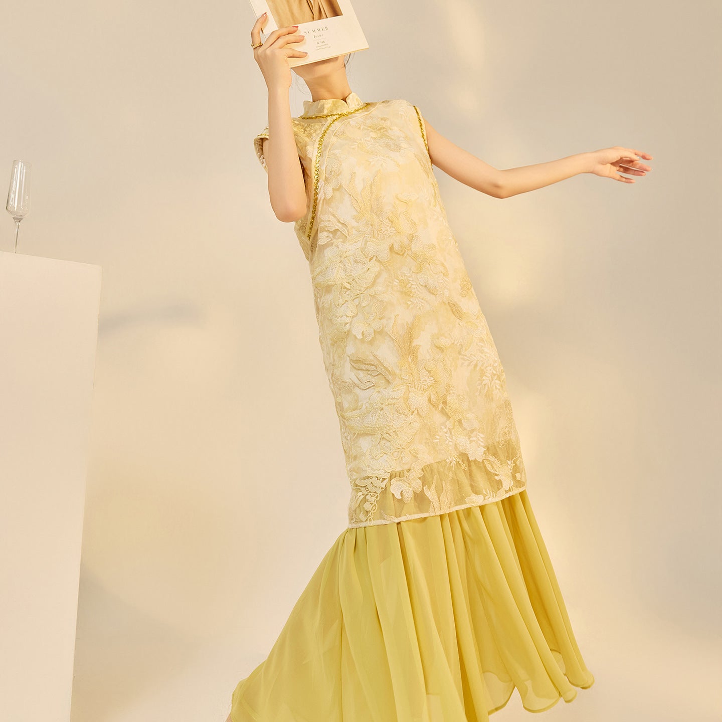 New Chinese Style Printed Cheongsam | Autumn Elegant Beaded Dress