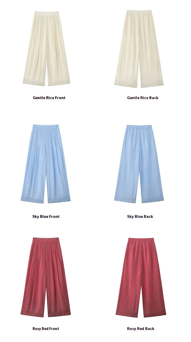 High-Waist Slimming Ramie Wide-Leg Pants for Women