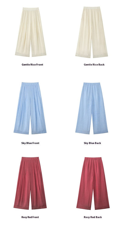 High-Waist Slimming Ramie Wide-Leg Pants for Women