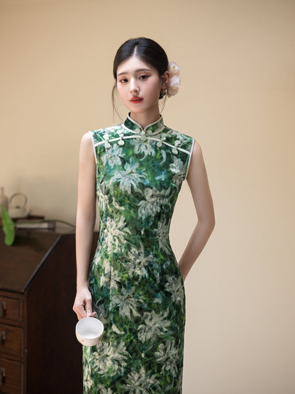 Jiangnan Retro Velvet Qipao – High-End Slim Fit Autumn Dress