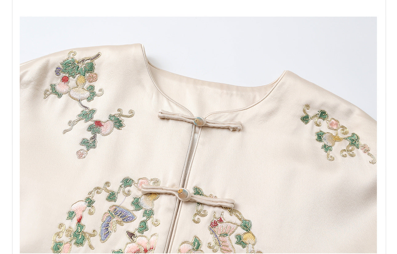 2026 Autumn New Chinese Style Printed Embroidered Acetate Coat for Women