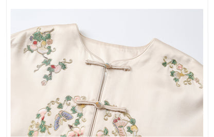 2026 Autumn New Chinese Style Printed Embroidered Acetate Coat for Women