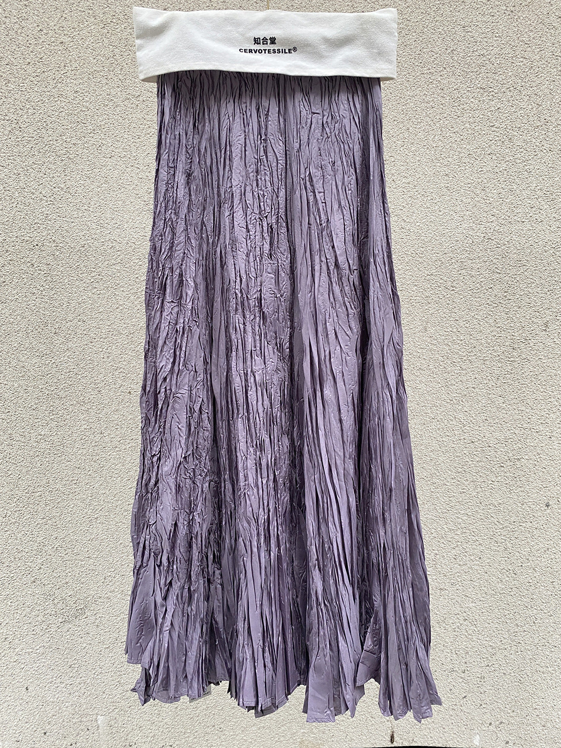 High-Waist Pleated Midi Skirt with Elastic Waist