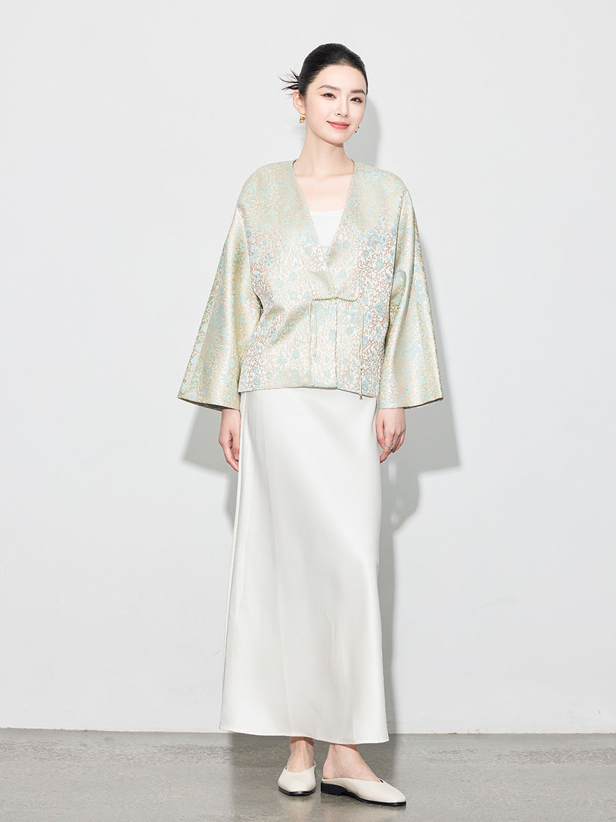 Stylish Autumn Jacquard Collar Blouse for Women