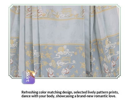 Trees of Sea Ming Hanfu Set Adult Stand Collar Embroidered Pipa Sleeve Horse Face Skirt