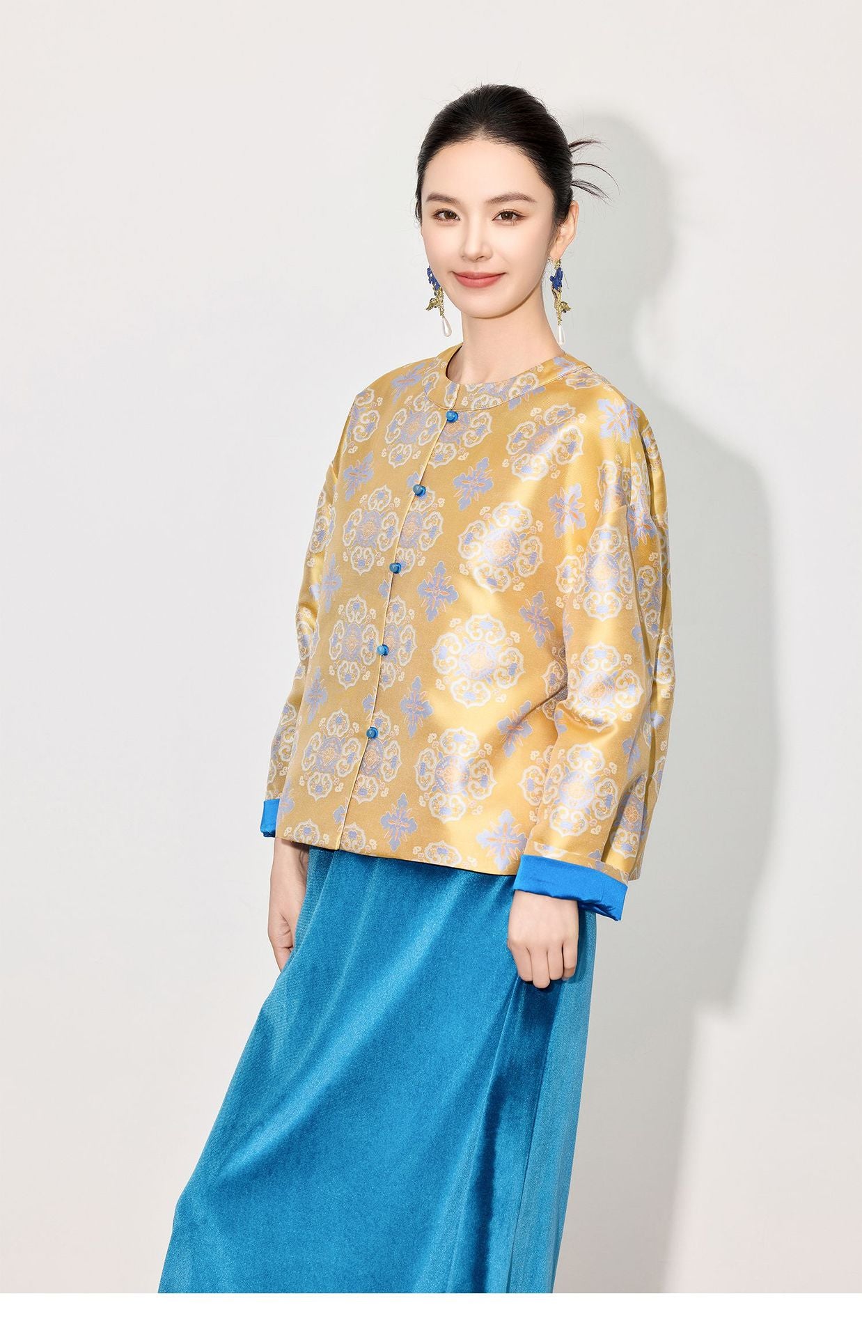 Stylish Retro Jacquard Long Sleeve Jacket