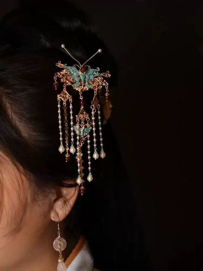 Hanfu Side Hair Clip Ming Song Style Qipao Accessory Enamel Lily Bell Hairpin