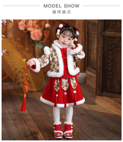 Children’s New Chinese Style Hanfu | Baby Girls’ Warm Tang Suit Winter Outfit