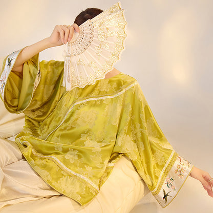 Elegant Yellow Jacquard Rayon Shirt New Chinese Style Top 2026