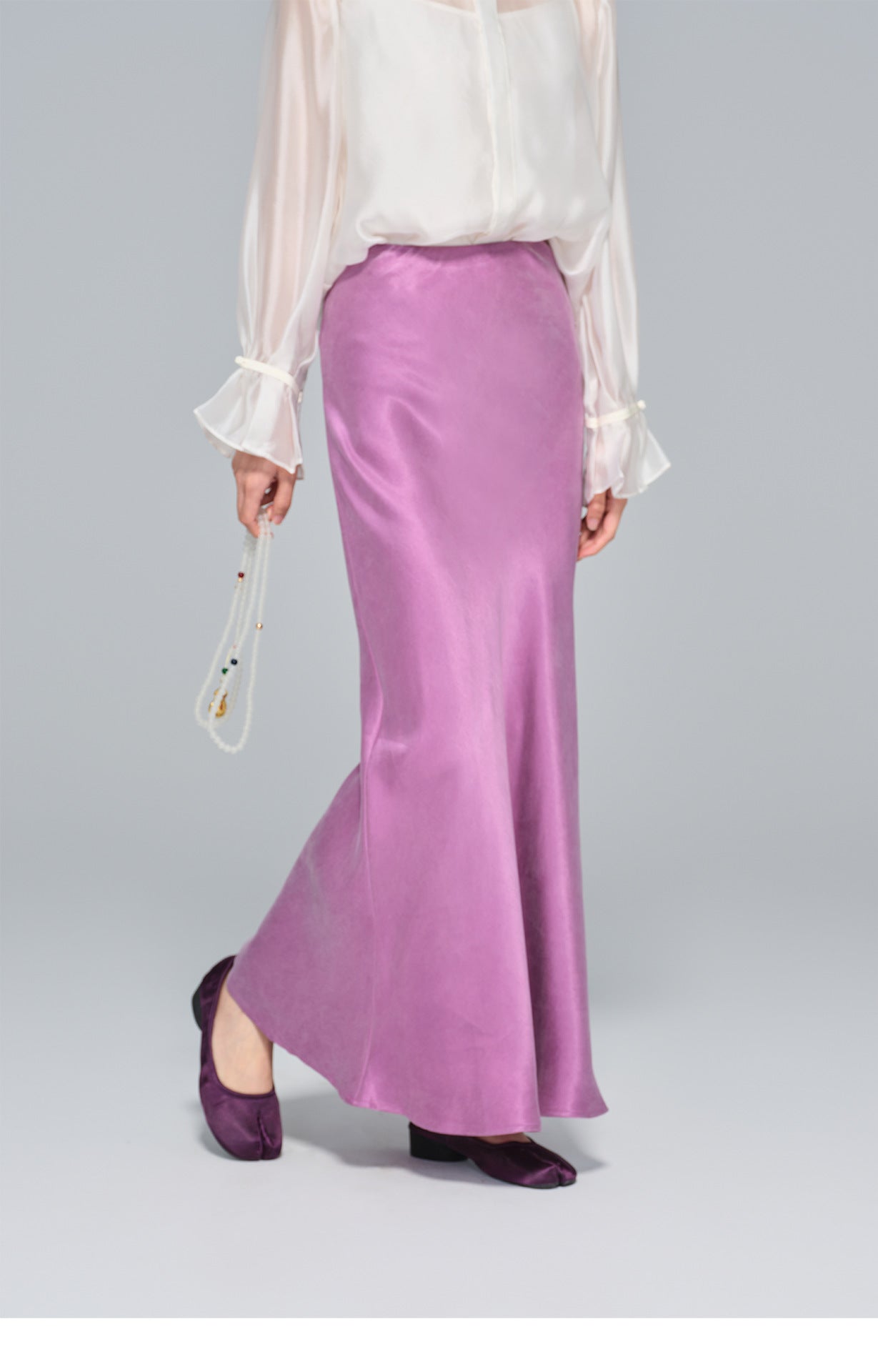 Elegant Light National Style Copper Ammonia Silk Skirt