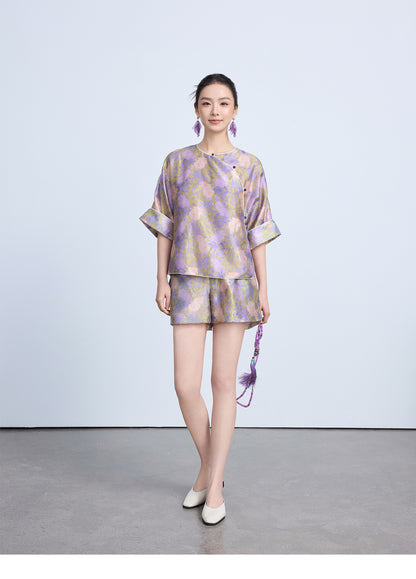 Elegant Chinese Style Summer Top & Shorts Outfit