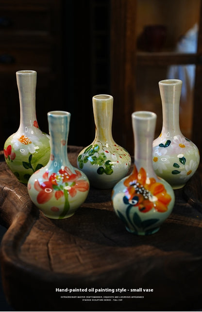 Jingdezhen Handmade Ceramic Vase — Oil Painting Style Small Home Decor