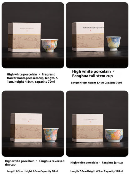 Jingdezhen Hand-Painted Underglaze Master Tea Cup Threaded Design