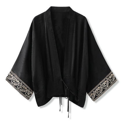 Summer New Chinese Printed Rayon Shirt & Strap Dress Set