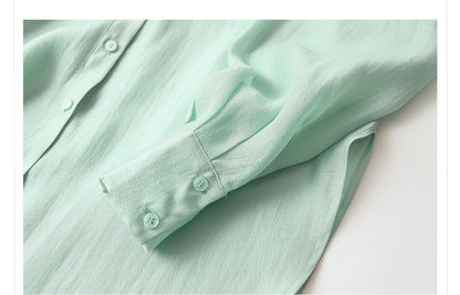 Autumn Button-Up Stand Collar National Style Top & Skirt Set