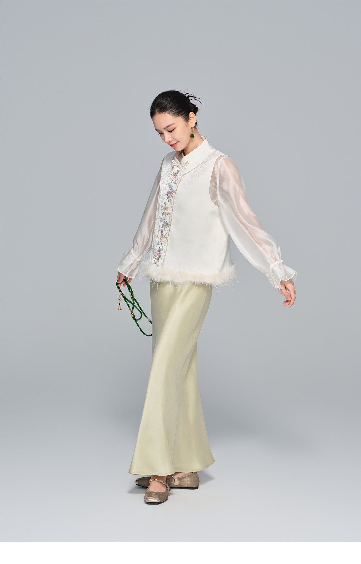 High-Waist Soft Cupro Silk Half Skirt for Women