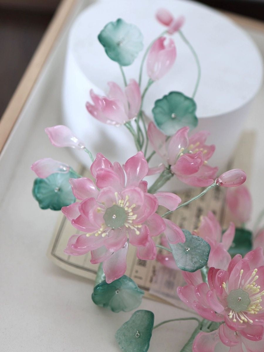 Lotus Flower Hair Clips New Chinese Style Hanfu Cheongsam Accessories