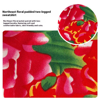 Floral Two-Leg Warm Pet Coat Small Dog Cat Autumn Winter Jacket