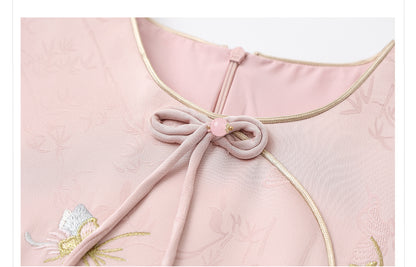 Summer New Chinese Style Embroidered Printed Top and Skirt Set