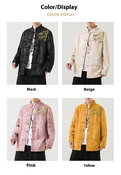 Mens Chinese Tang Suit Retro Hanfu Loose Plus Size Velvet Coat