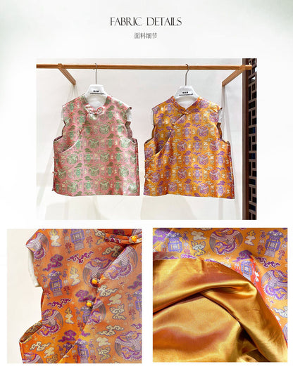 Elegant New Chinese Style Jacquard Sleeveless Vest for Women