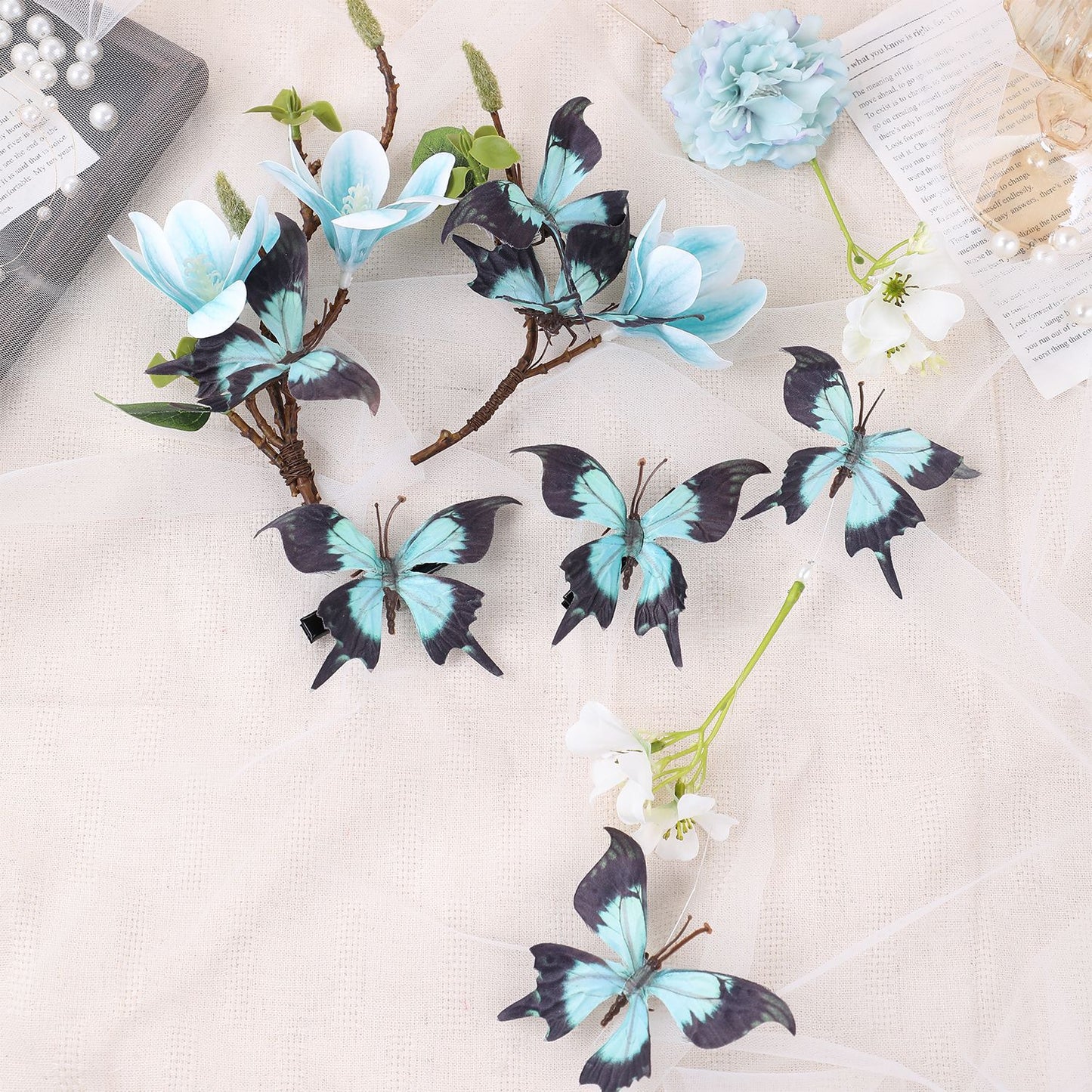 Ancient Style Magnolia Flower Hairpin Fairy Tassel Braided Hanfu Accessory