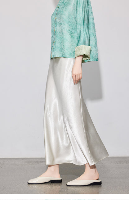 Chic High-End Diagonal Cut Satin Mermaid Skirt