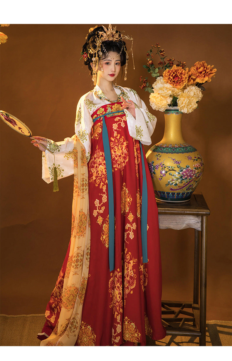 Oriental Ancient Hanfu Set — Spring Flowing Hezi Skirt Outfit