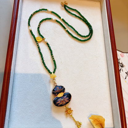 Handmade Song Brocade Gourd Necklace | New Chinese Style Cultural Heritage Accessory